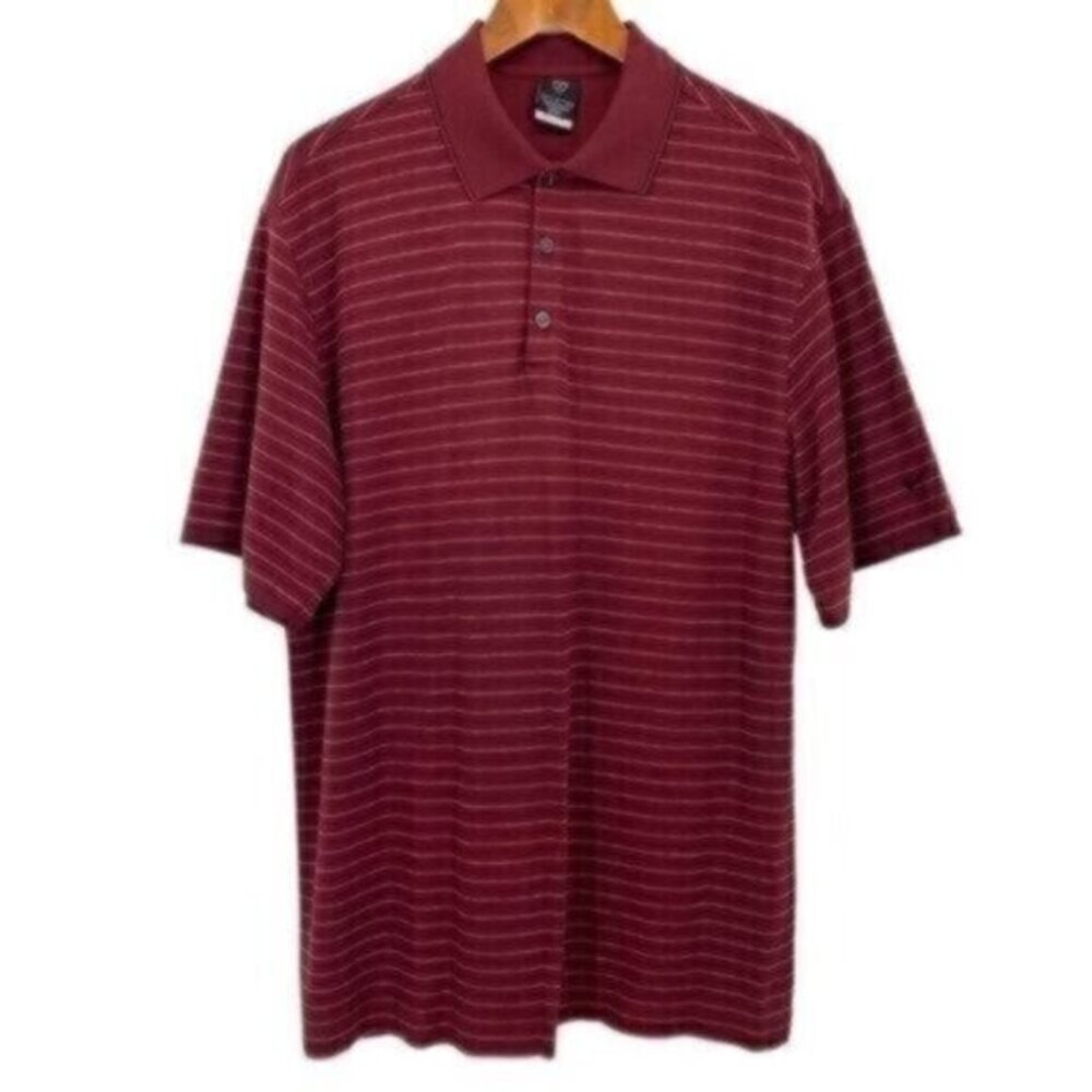 Nike Golf Men's Striped Dri Fit Burgundy Polo Shirt